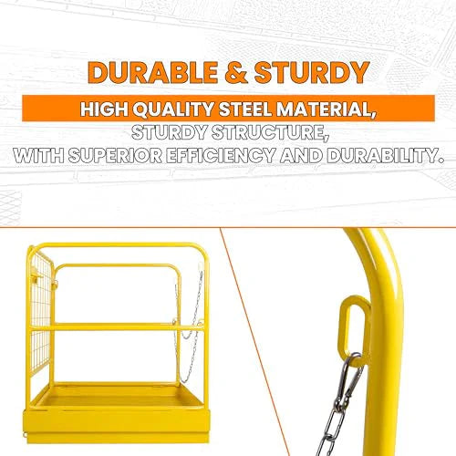 KUAFU 36x36 Forklift Safety Cage Heavy Duty Steel Forklift Man Basket 1200 LBS
