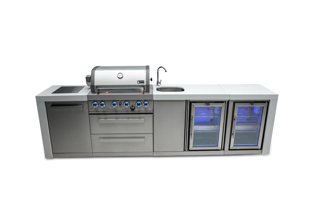 Mont Alpi 400 Grill Deluxe Island with Beverage Center and Fridge Cabinets