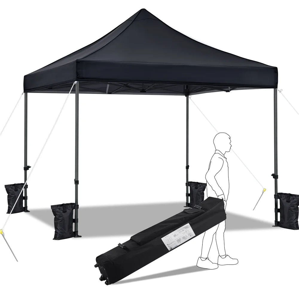 Alden Design Adjustable 10' x 10' Commercial Pop-up Canopy with Wheeled Carry Bag, Blue