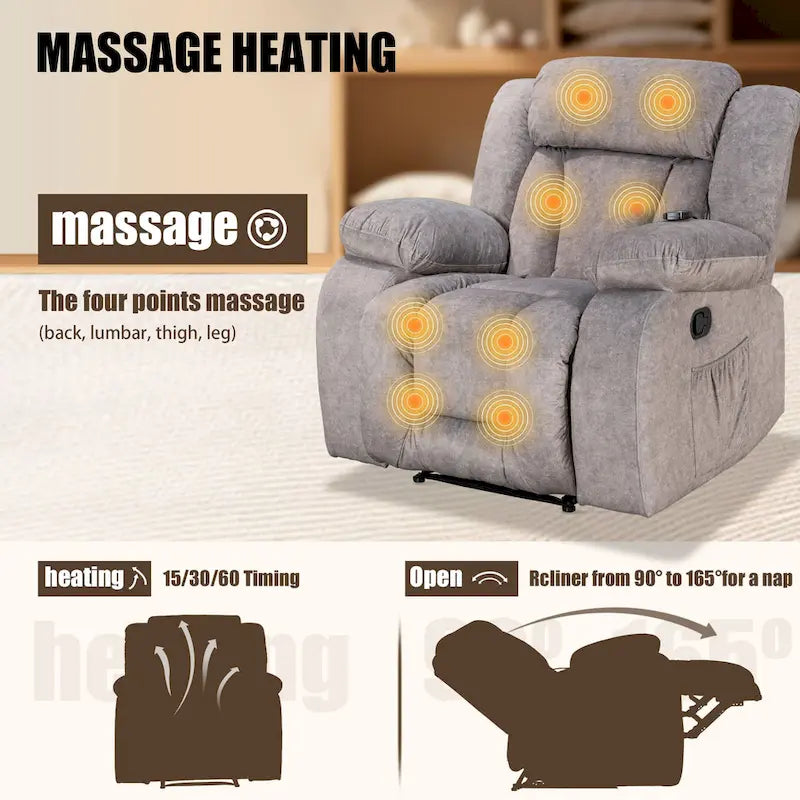 Super Comfortable Standard Size Heating and Massage Recliner Chair