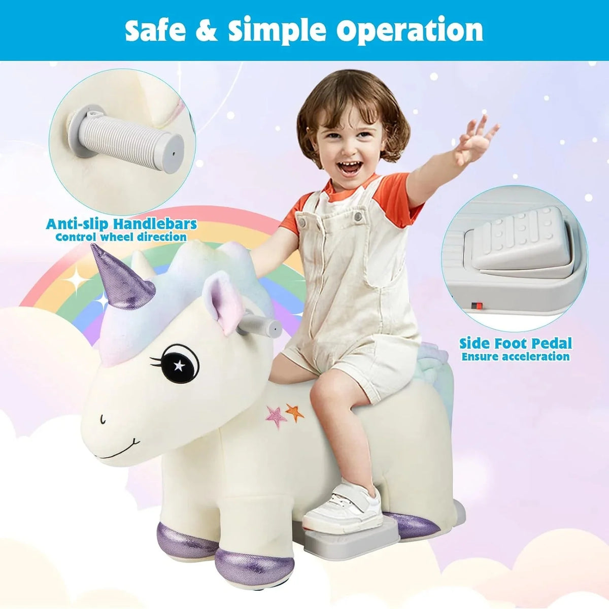 Kids Ride Unicorn, 6V Battery Powered Electric Animal Toy