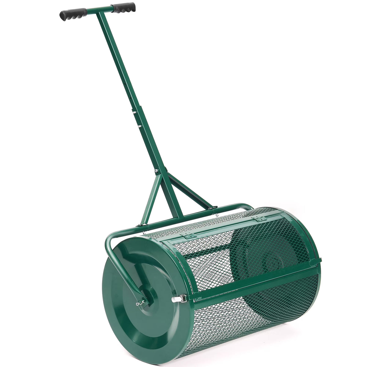MUCHANT 24" Compost Spreader, Heavy-Duty Metal Mesh Spreader with Adjustable Handle for Lawn, Green