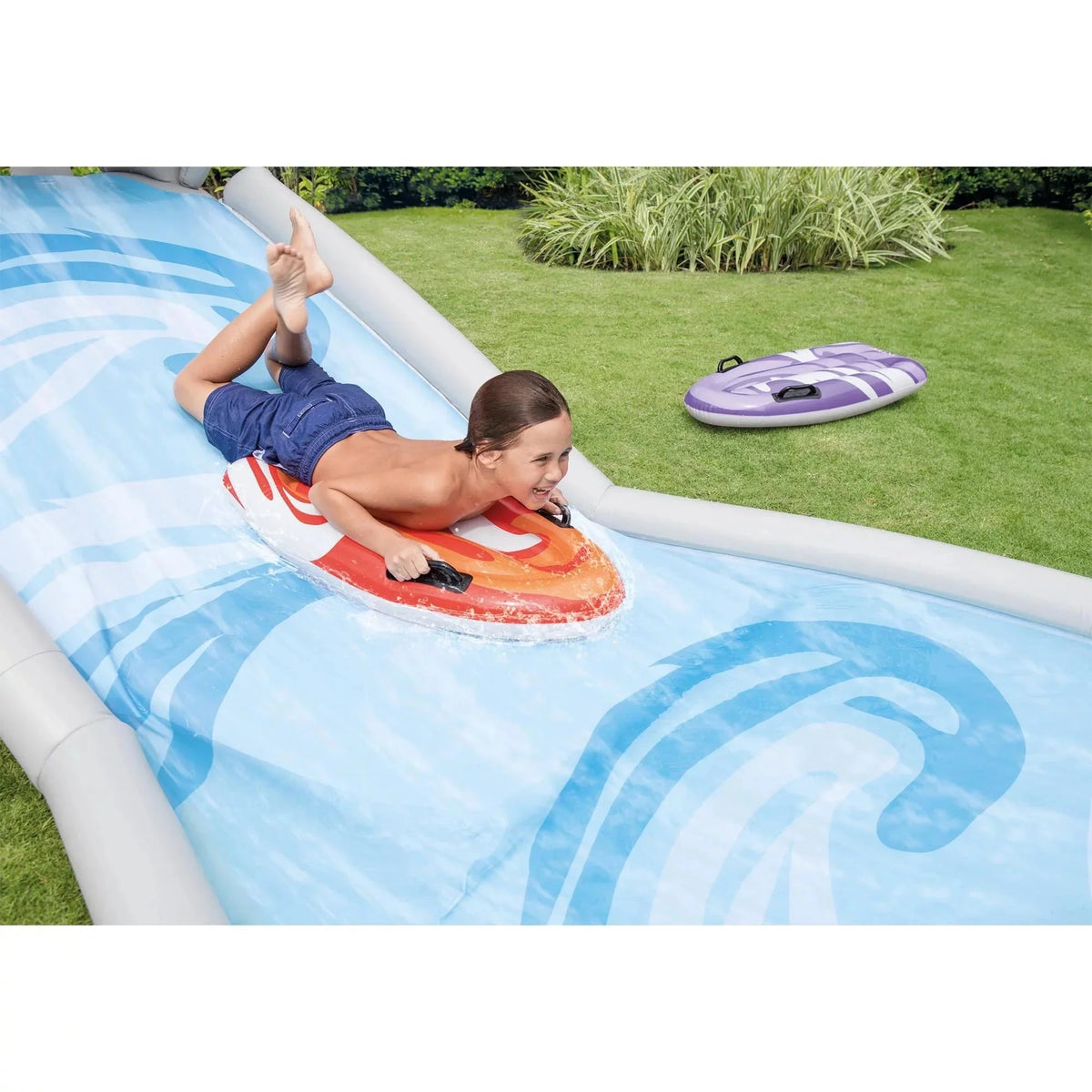 Inflatable Backyard Water Slide with Surf Riders & Electric Air Pump