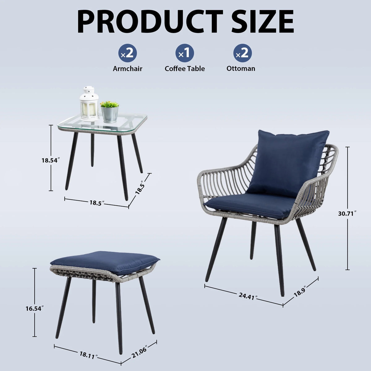 Ainfox 7 Pcs Outdoor Patio Furniture Sofa Set on Sale, Grey Rattan Grey Cushion