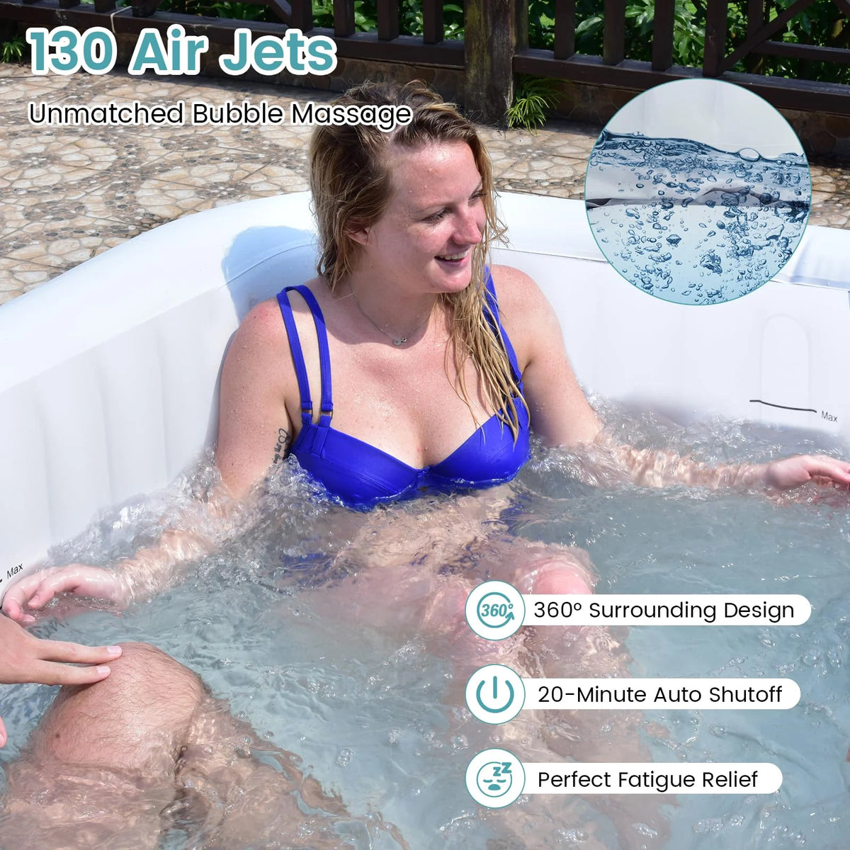 Inflatable Hot Tub, Blowup Pool Hottub, Portable Outdoor Water SPA