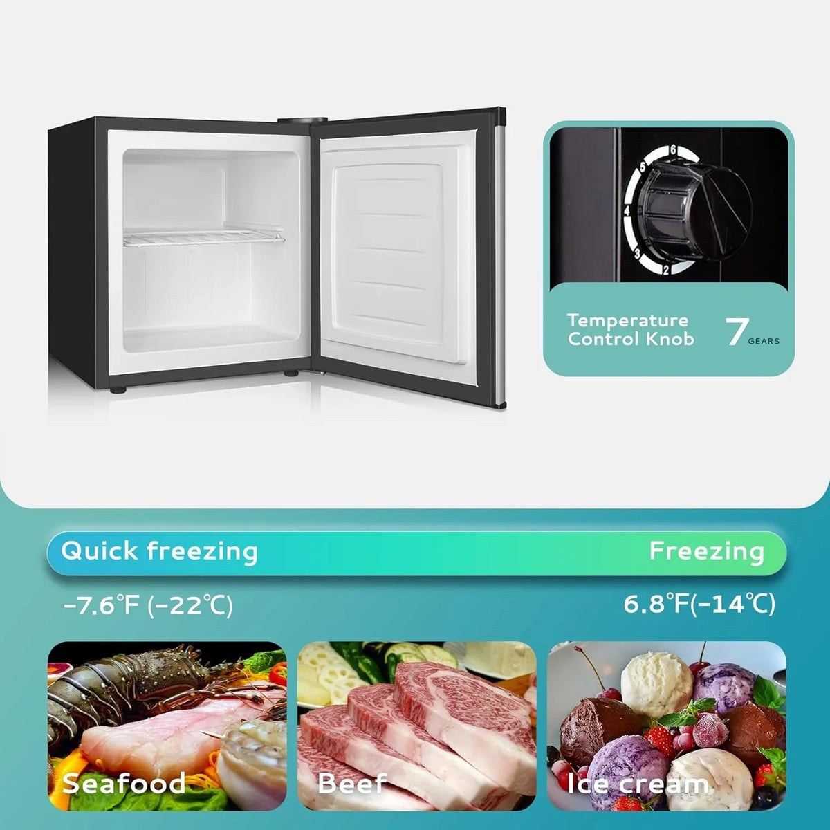 Upright freezer, 3.0Cubic Feet, Single Door Compact Mini Freezer with Reversible Door Small freezer for Home/Dorms/Apartment/Office