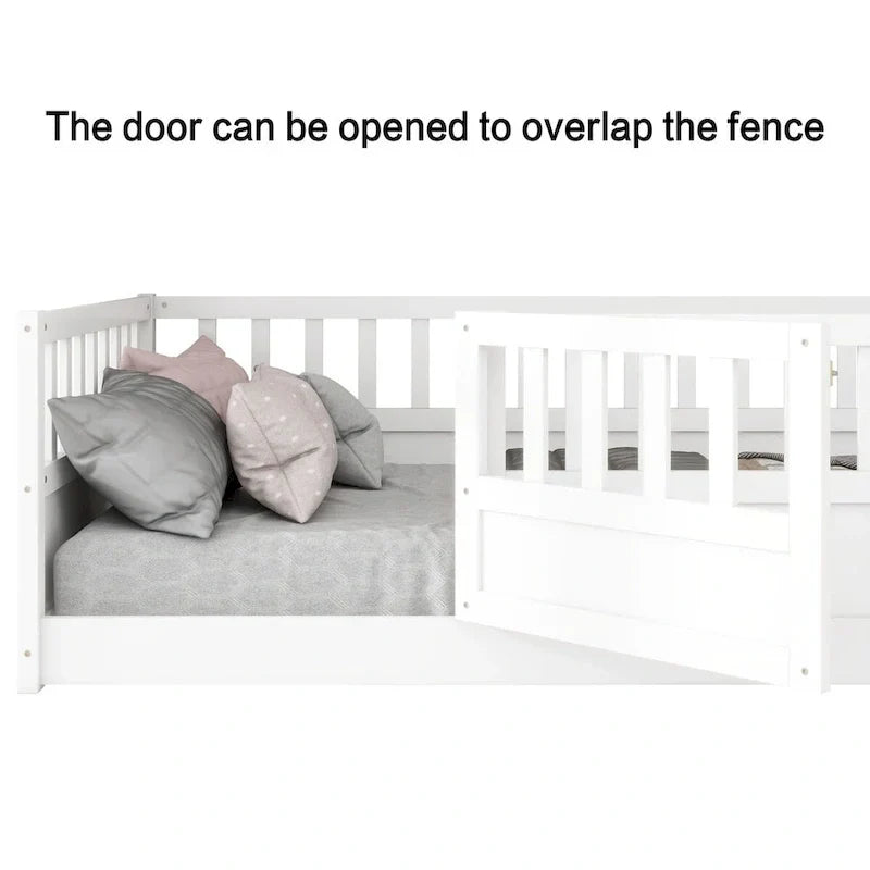 Montessori wooden children's floor bed with Support slat