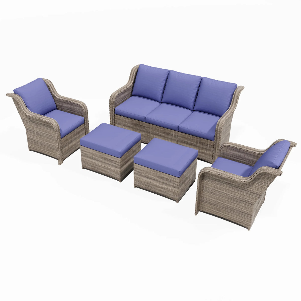 Ainfox 7 Pcs Outdoor Patio Furniture Sofa Set on Sale, Grey Rattan Grey Cushion