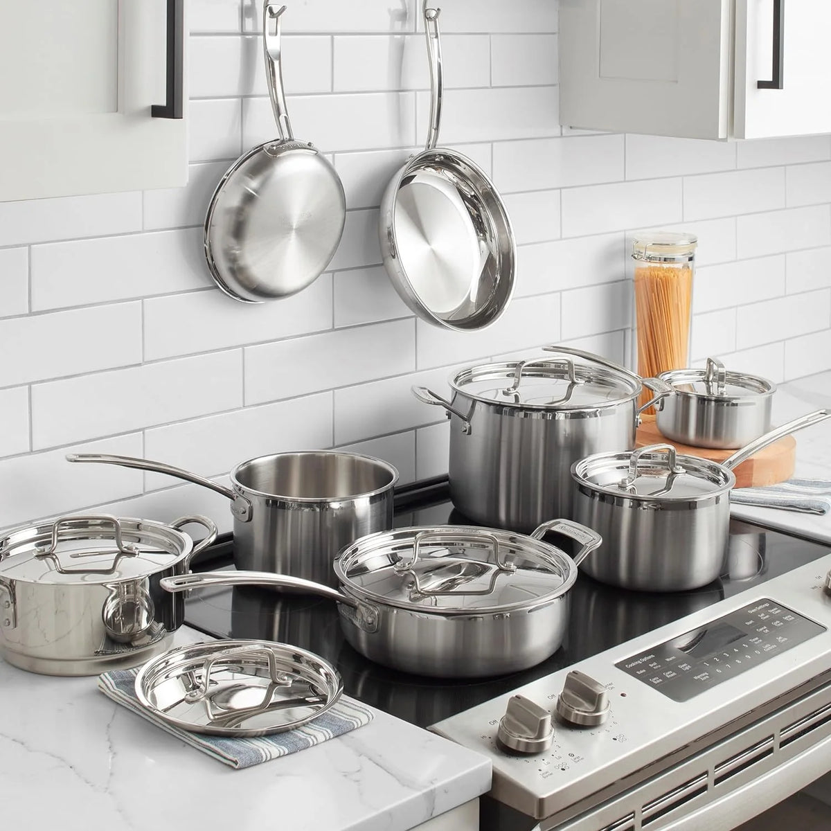 MultiClad Pro Stainless-Steel Cookware 13-Piece Cookware Set, Silver