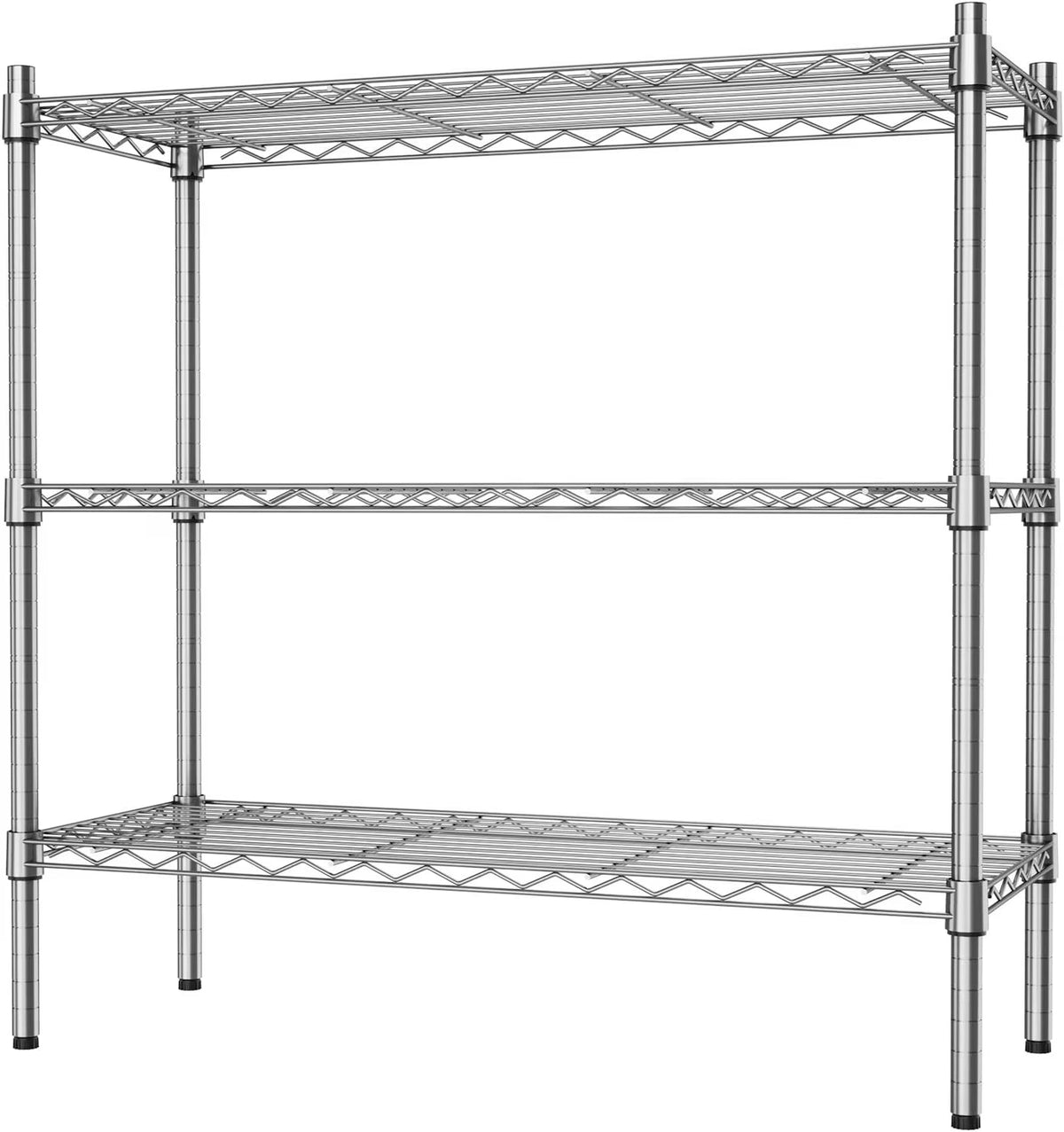 3-Shelf Storage Wire Shelves Heavy Duty 3 Tiers Standing Shelving Units Adjustable Metal Organizer Wire Rack, Chrome
