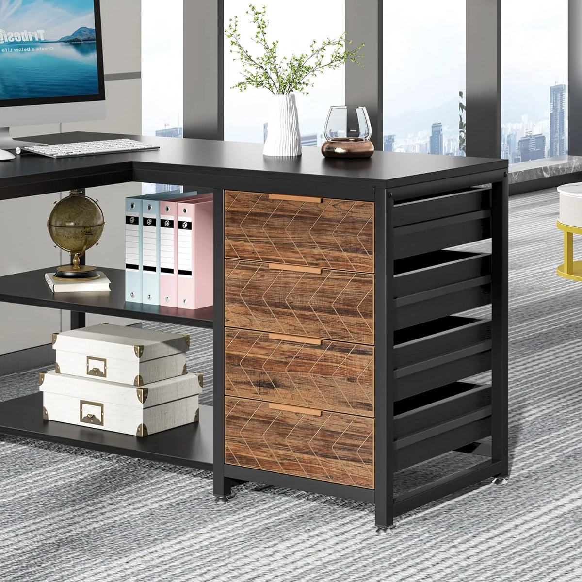 Tribesigns 59" L-Shaped Office Desk, Modern Reversible Computer Study Desk for Home Office, White