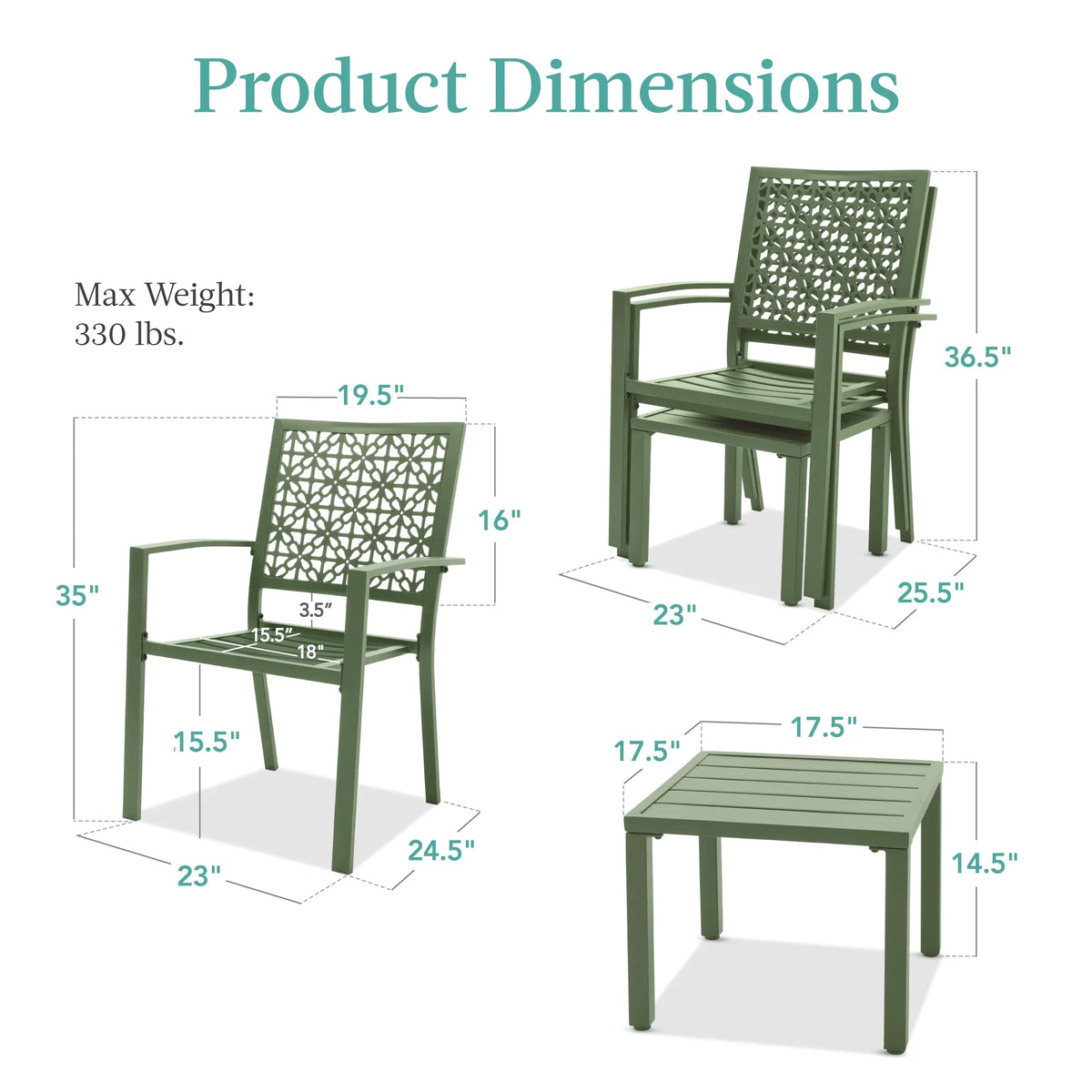 Best Choice Products 3-Piece Stackable Steel Outdoor Conversation Bistro Set, Patio Chat Furniture w/ 2 Chairs, Table- Black