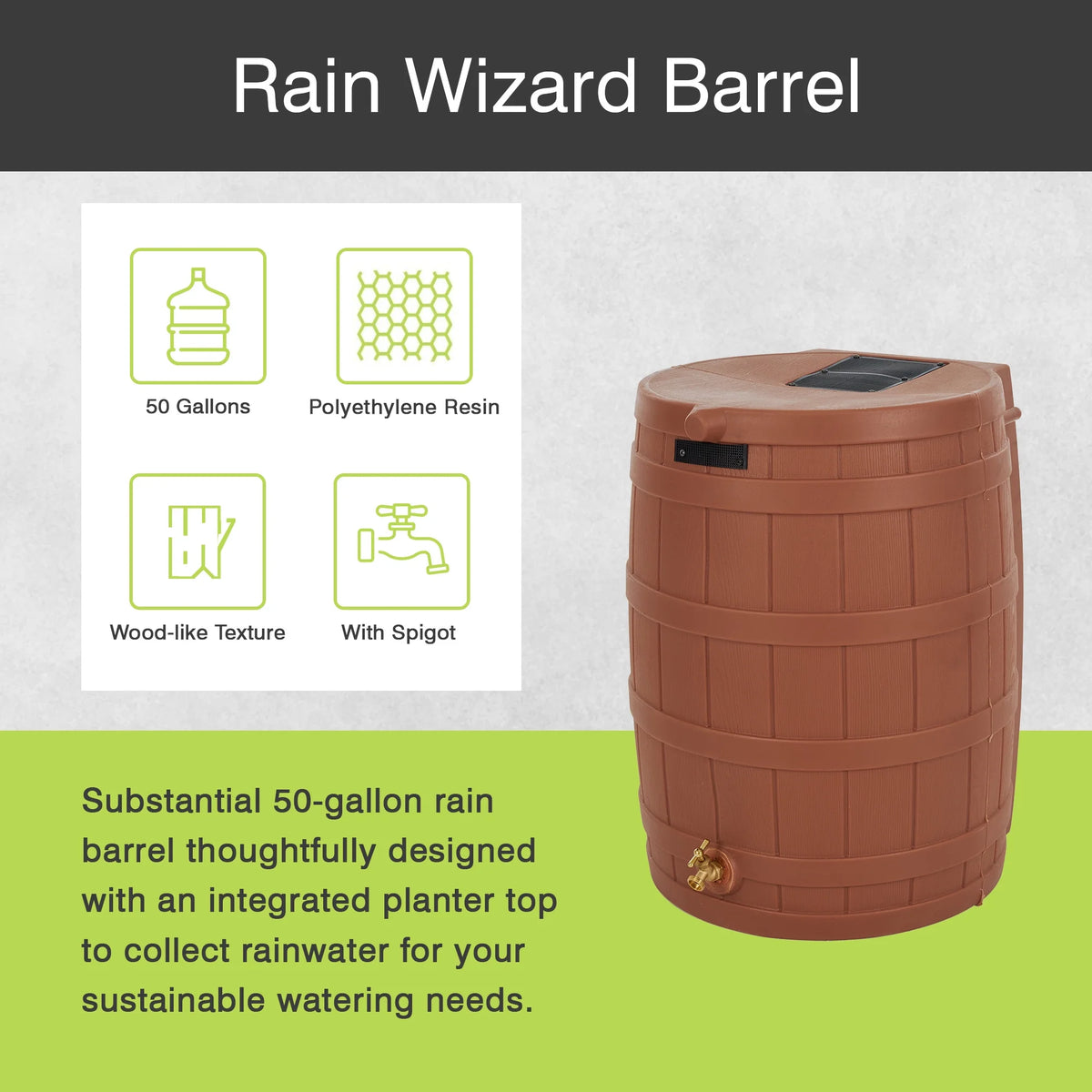 Good Ideas Rain Wizard Rain Storage Collection Rain Barrel 50-Gallon