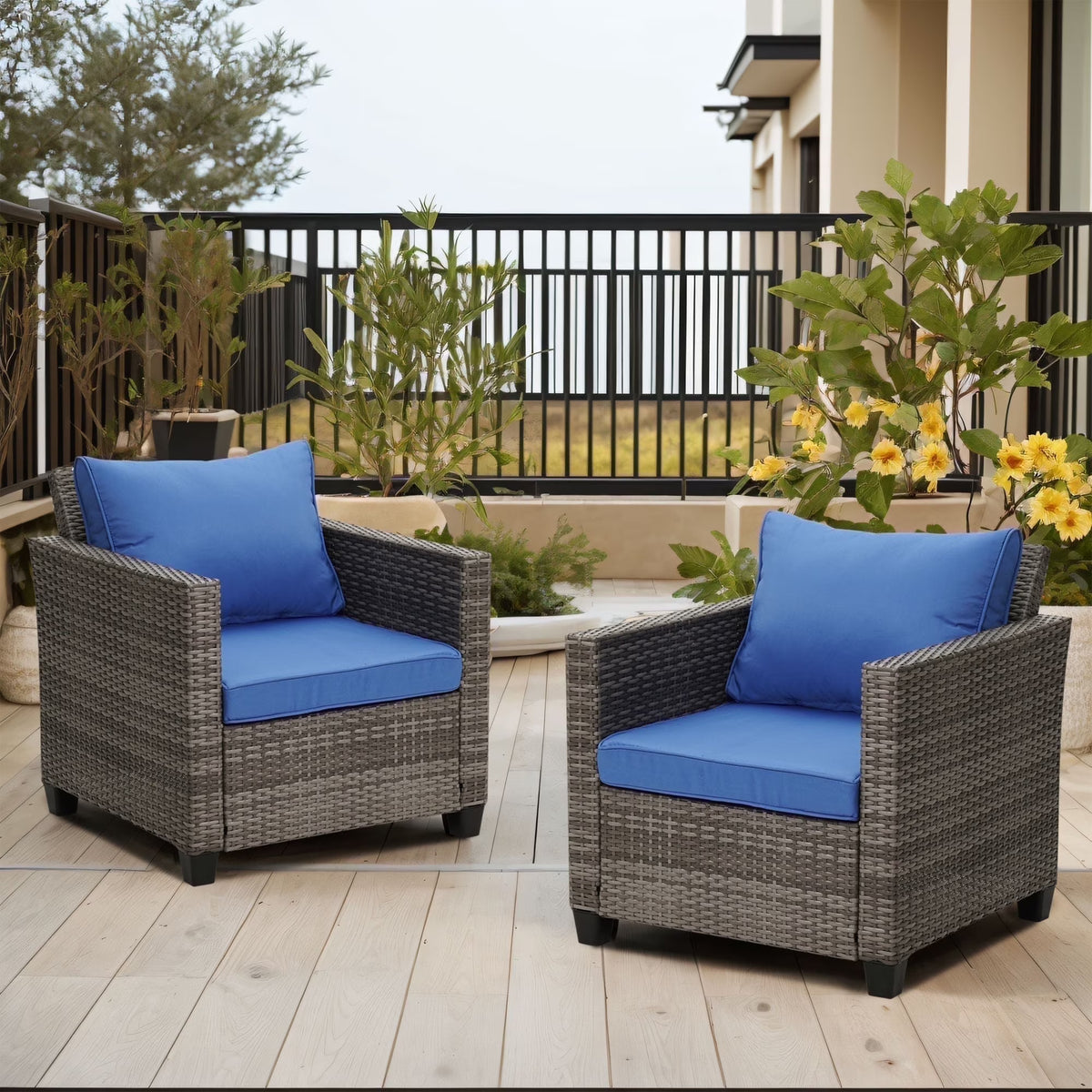 Ainfox 7 Pcs Outdoor Patio Furniture Sofa Set on Sale, Grey Rattan Grey Cushion