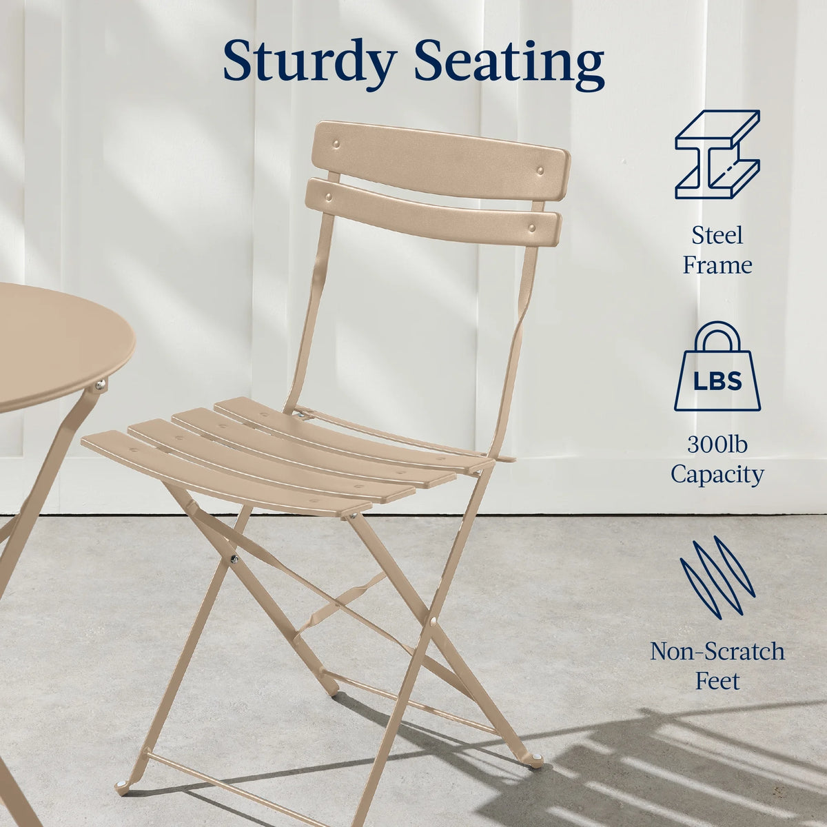 Best Choice Products 3-Piece Small Bistro Set, Folding Patio Furniture Set of 2 Chairs and Table - Black