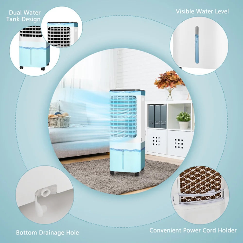 GVN Air Conditioners, Air Cooler, 4-in-1 Evaporative Air Cooler with 12L Water Tank and 4 Ice Boxes-White