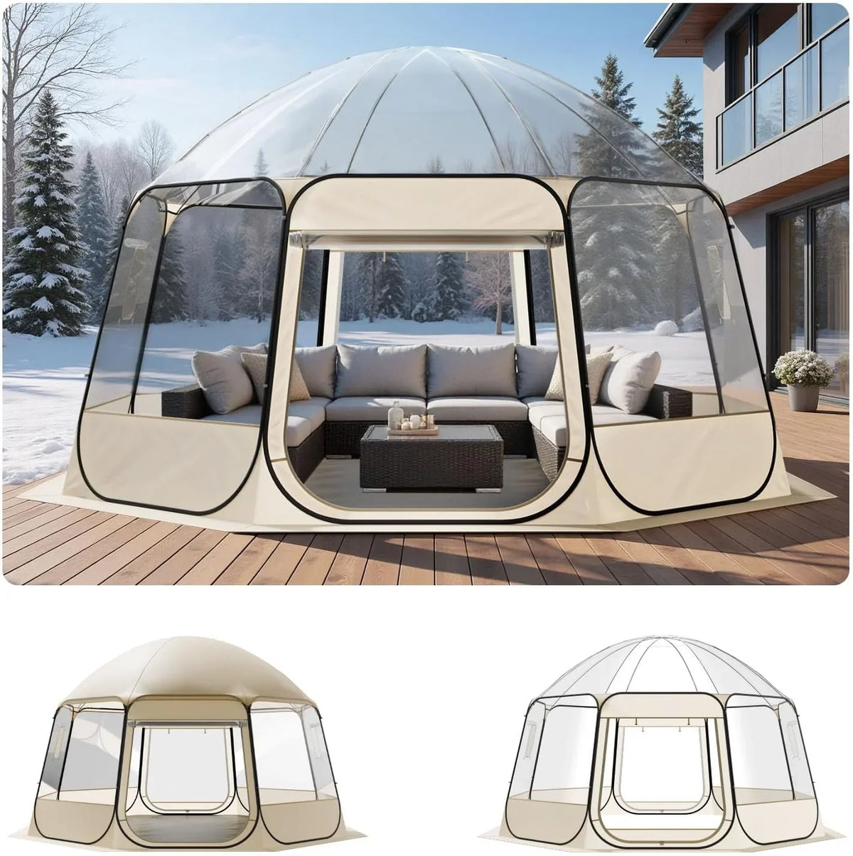 VEVOR Pop up Sports Tent, 8 Sizes Optional Clear Bubble Tent for 1-6 Person
