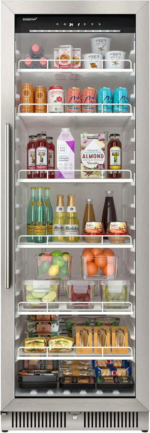 22" Wide 10.1 Cu. Ft. Commercial Beverage Merchandiser – Stainless Steel, Temp Alarm, Reversible Door