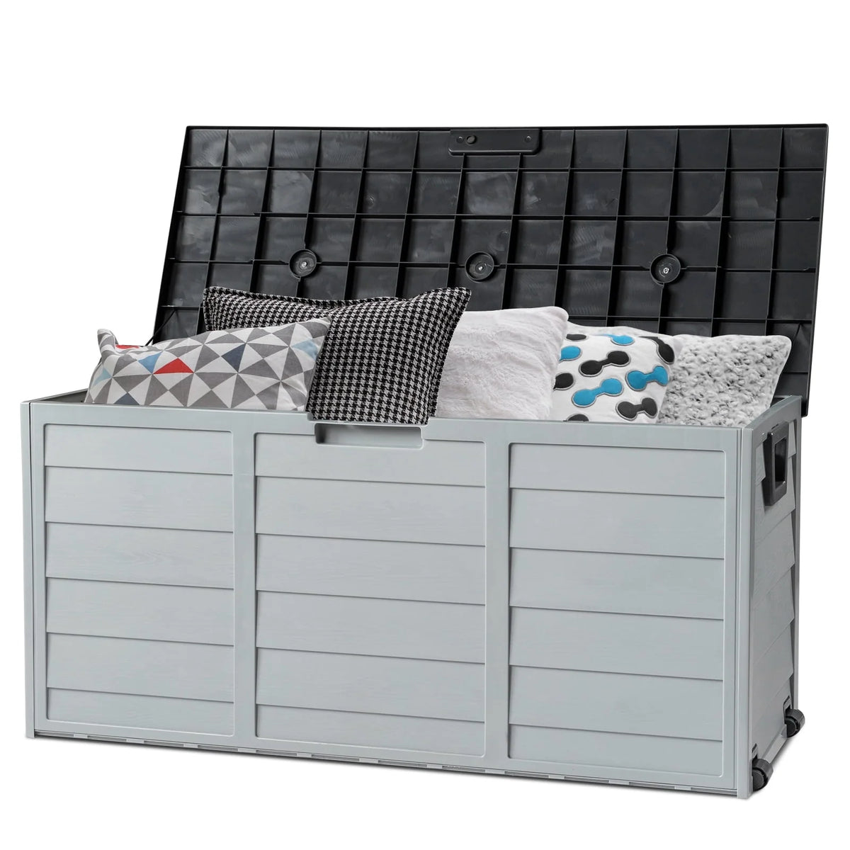 Ktaxon 75gal Outdoor Garden Plastic Storage Deck Box Chest Tools Cushions Toys Black
