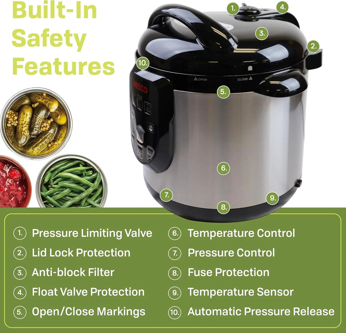 Nesco NPC-9 Smart Electric Pressure Cooker and Canner, Stainless Steel, 9.5 Qt