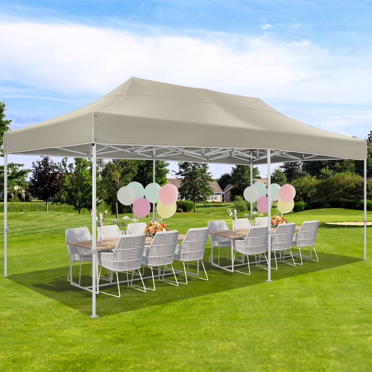 HOTEEL 10x15 Heavy Duty Canopy Tent ,Pop up Canopy for Parties Wedding,Commercial Easy up Gazebo with Roller Bag,UV 50+ &,White