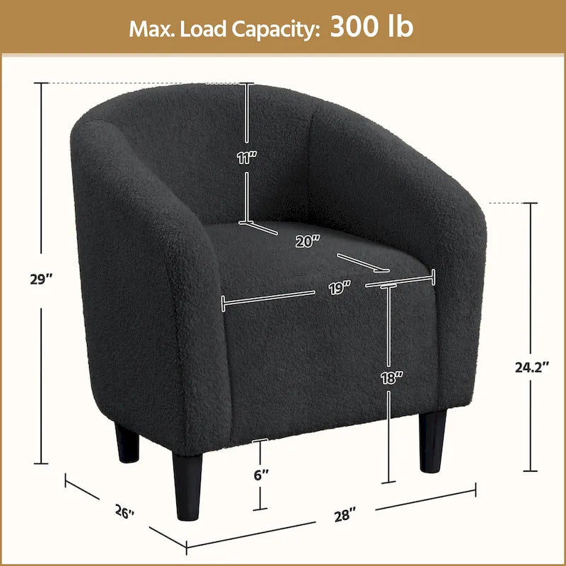 Yaheetech Club Chair Accent Barrel Chair Upholstered Arm Chair