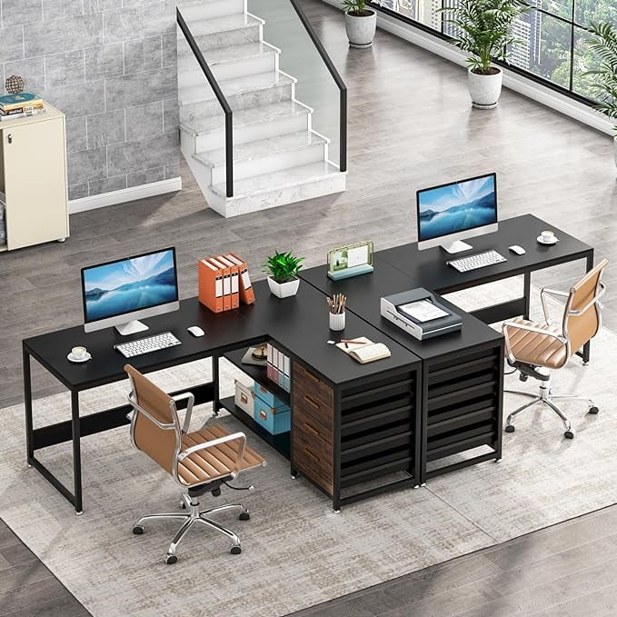 Tribesigns 59" L-Shaped Office Desk, Modern Reversible Computer Study Desk for Home Office, White