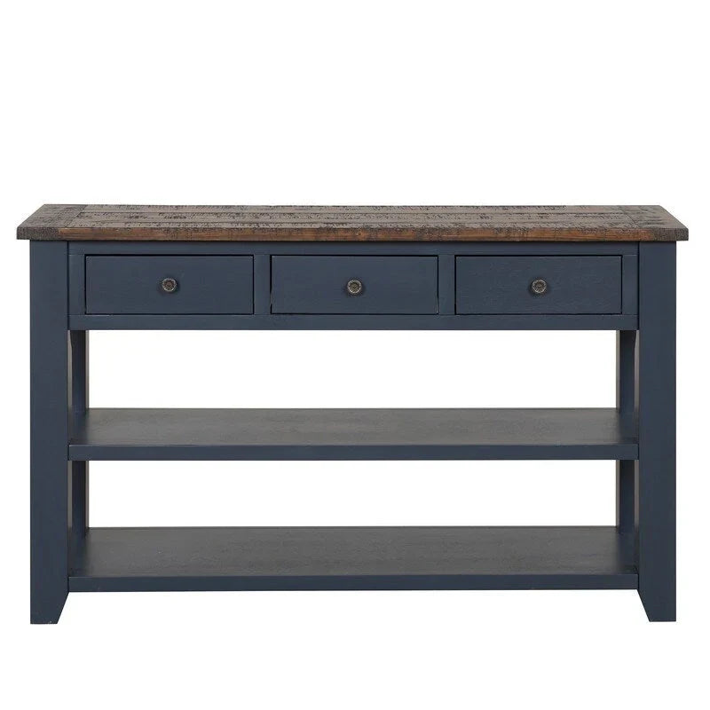 Wood Console Table with 3 Storage Drawers and 2 Shelves