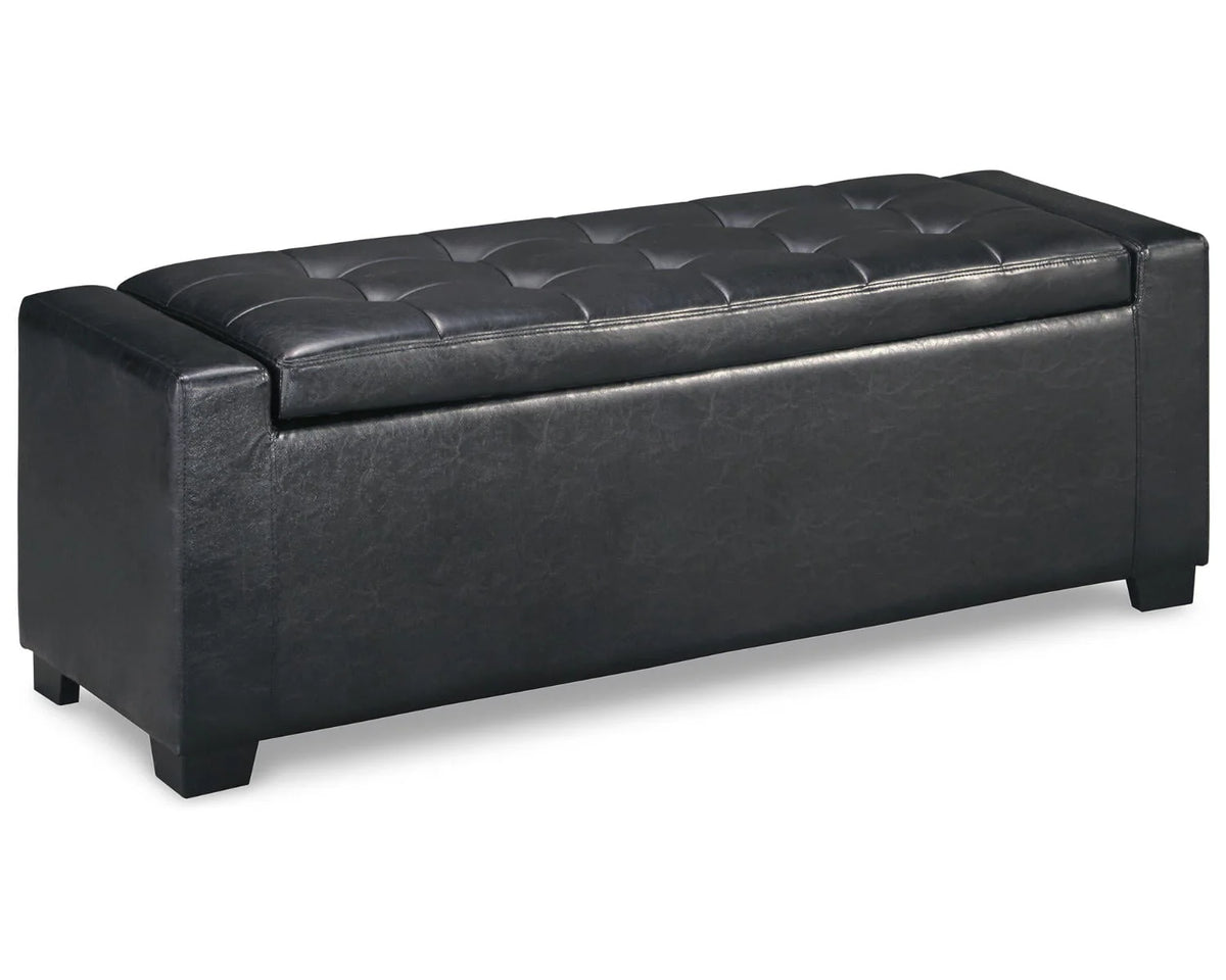 Signature Design by Ashley Contemporary Benches Upholstered Storage Bench Black