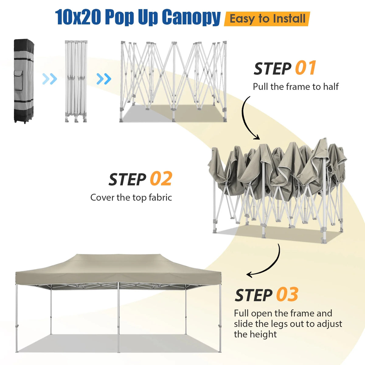 HOTEEL 10x15 Heavy Duty Canopy Tent ,Pop up Canopy for Parties Wedding,Commercial Easy up Gazebo with Roller Bag,UV 50+ &,White