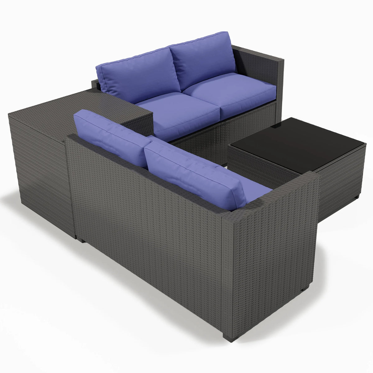 Ainfox 7 Pcs Outdoor Patio Furniture Sofa Set on Sale, Grey Rattan Grey Cushion