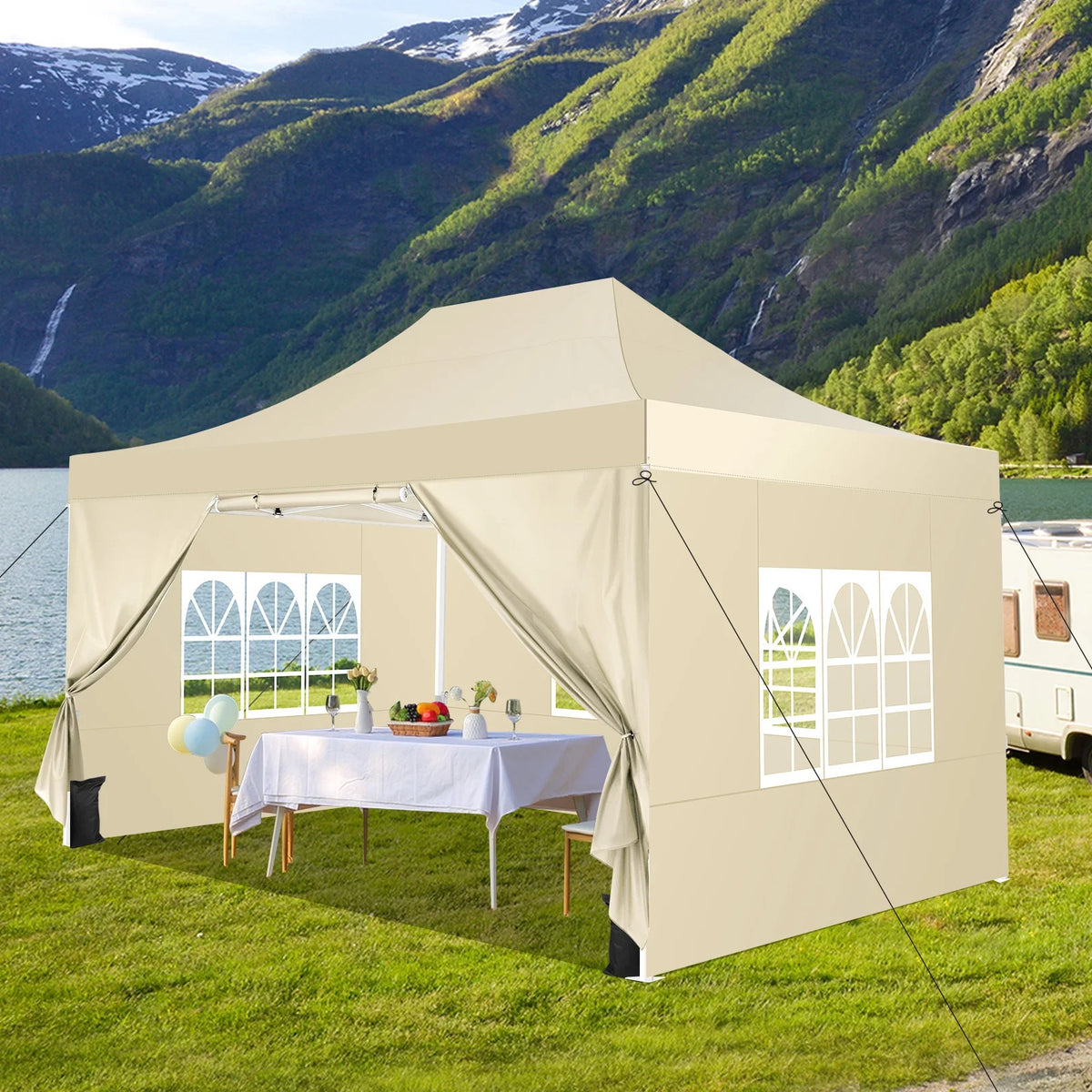Hoteel 10x15 Heavy Duty Canopy Tent with 4 Sidewalls,Pop up Canopy for Parties Wedding,Commercial Easy up Gazebo with Roller Bag,UV 50+ &,Black