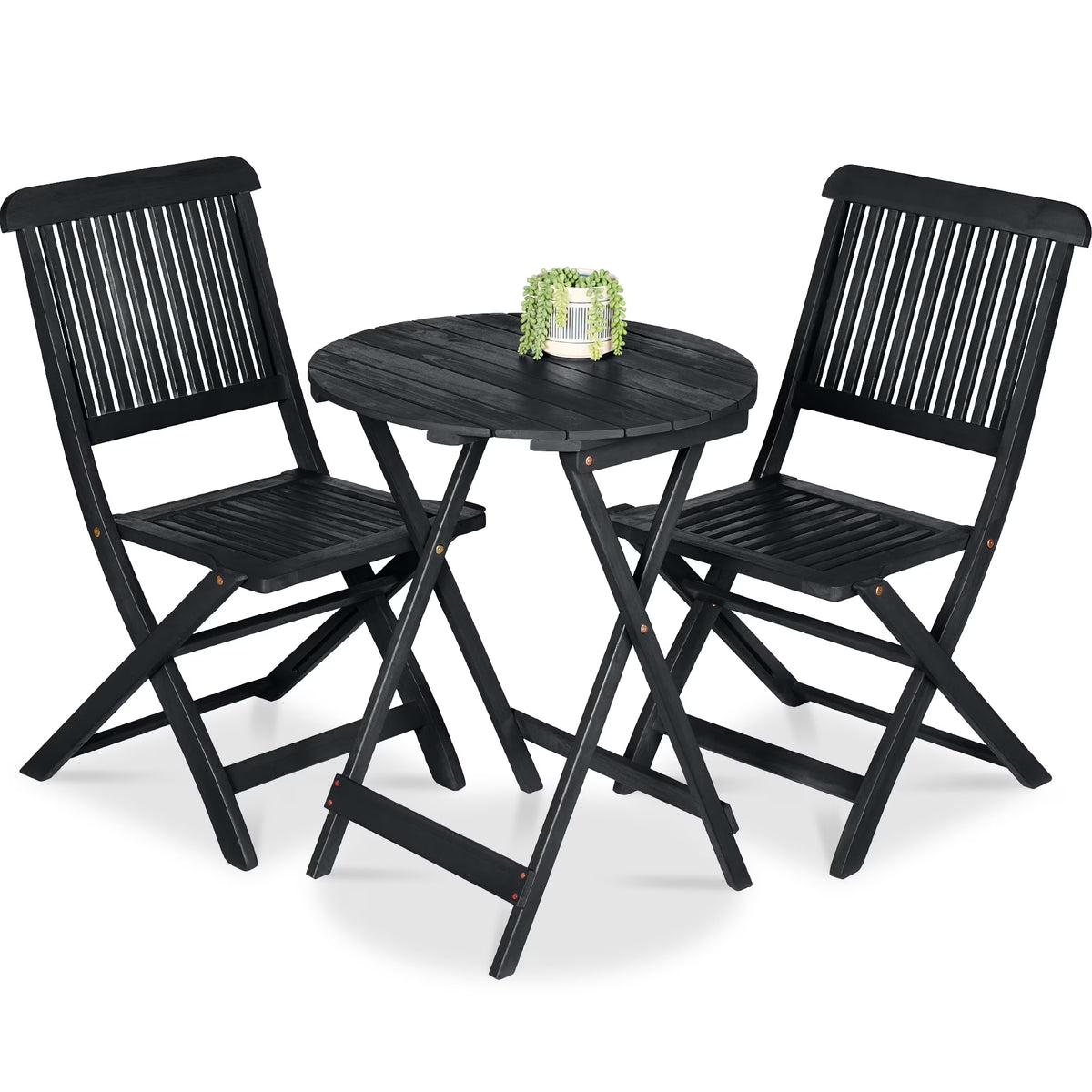 Best Choice Products 3-Piece Acacia Wood Bistro Set, Folding Patio Furniture w/ 2 Chairs, Table - Natural
