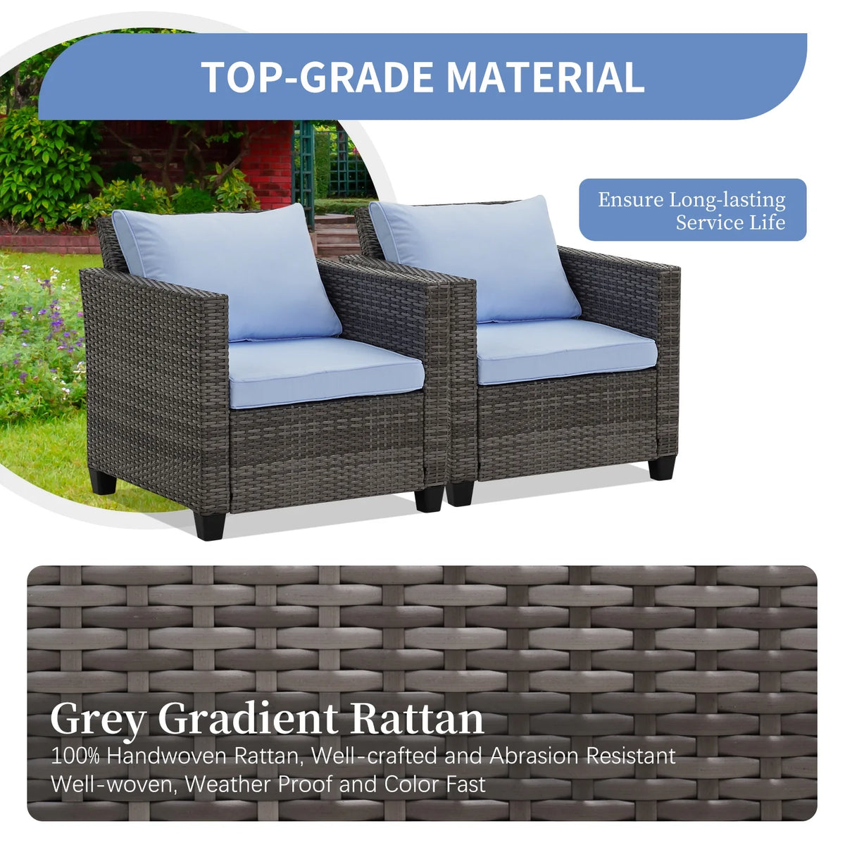 Ainfox 7 Pcs Outdoor Patio Furniture Sofa Set on Sale, Grey Rattan Grey Cushion