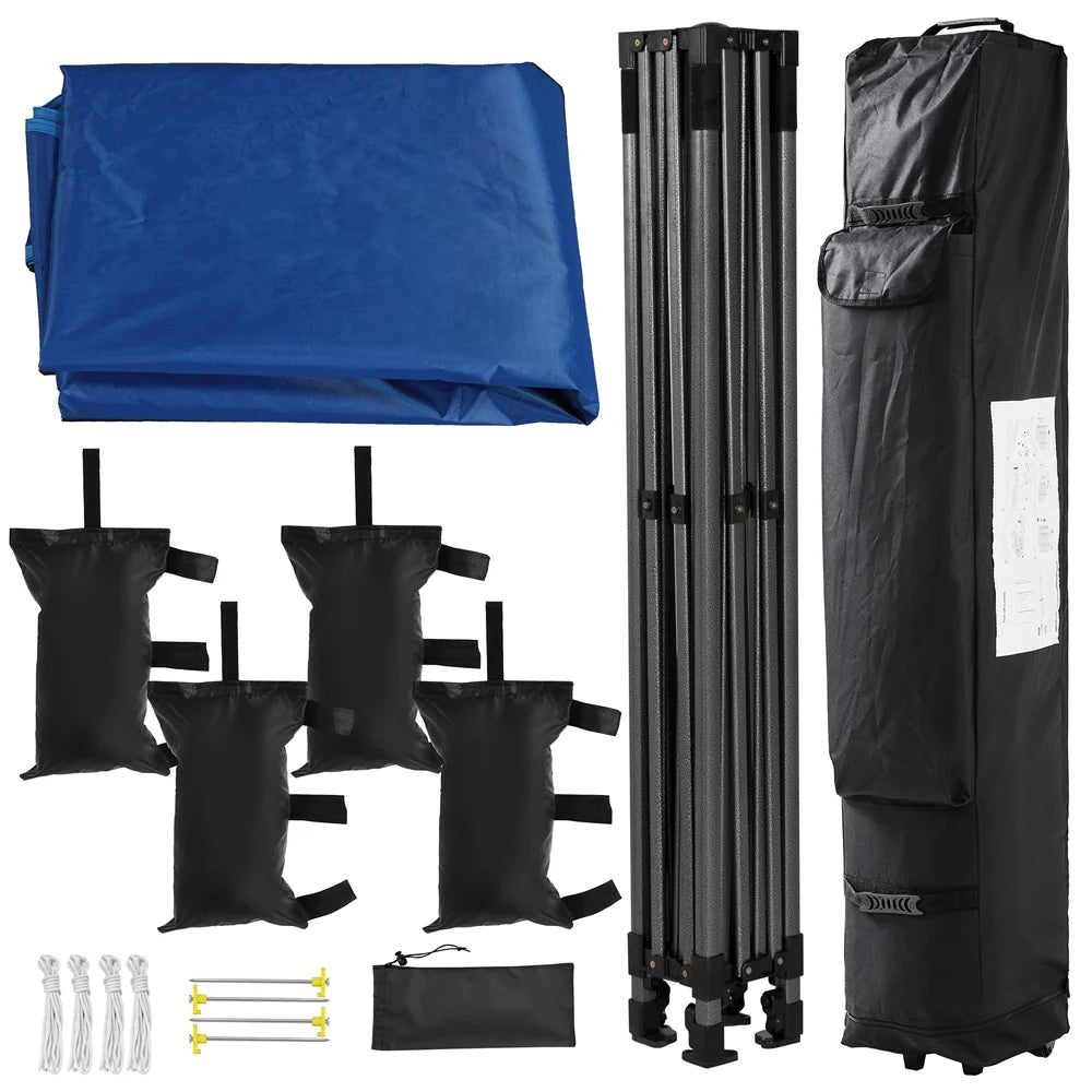 Alden Design Adjustable 10' x 10' Commercial Pop-up Canopy with Wheeled Carry Bag, Blue