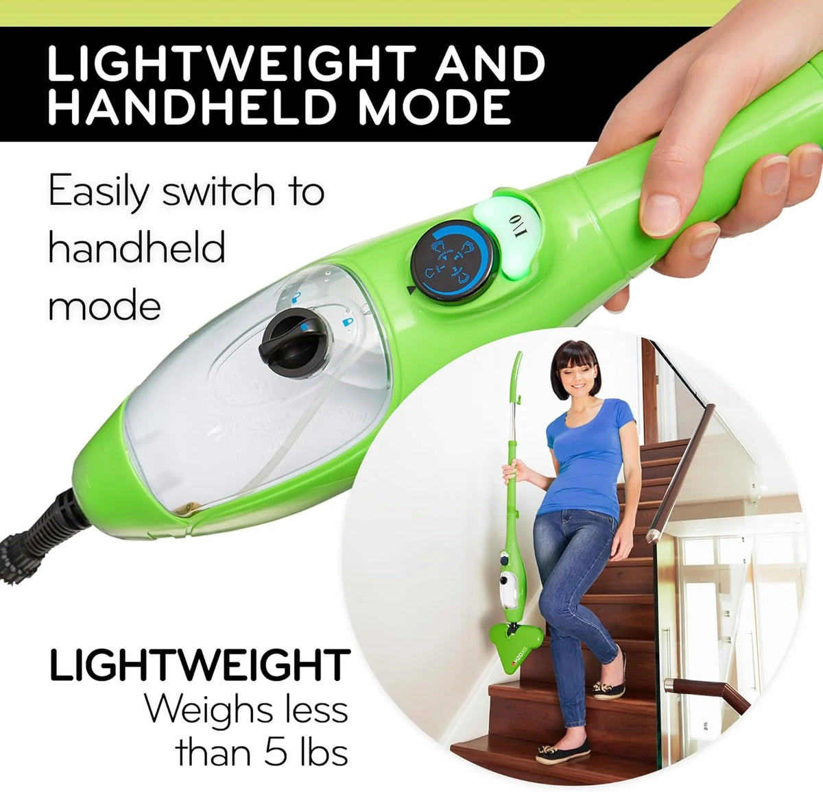 2025 H2O MOP® X5 Steam Mop and Handheld Steam Cleaner For Cleaning Hardwood and Kitchen Tile Floors Grout Cleaner Upholstery Cleaner and Carpets