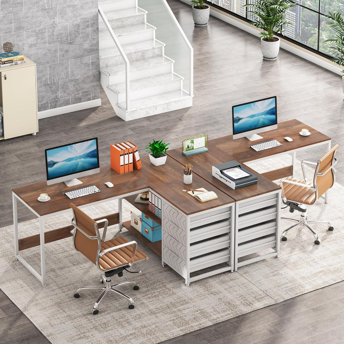 Tribesigns 59" L-Shaped Office Desk, Modern Reversible Computer Study Desk for Home Office, White