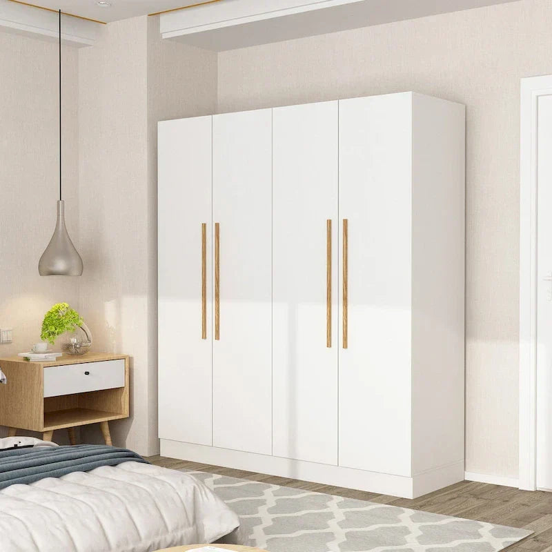 Modern Freestanding Solid Wood Wardrobe Closet With Storage Shelves
