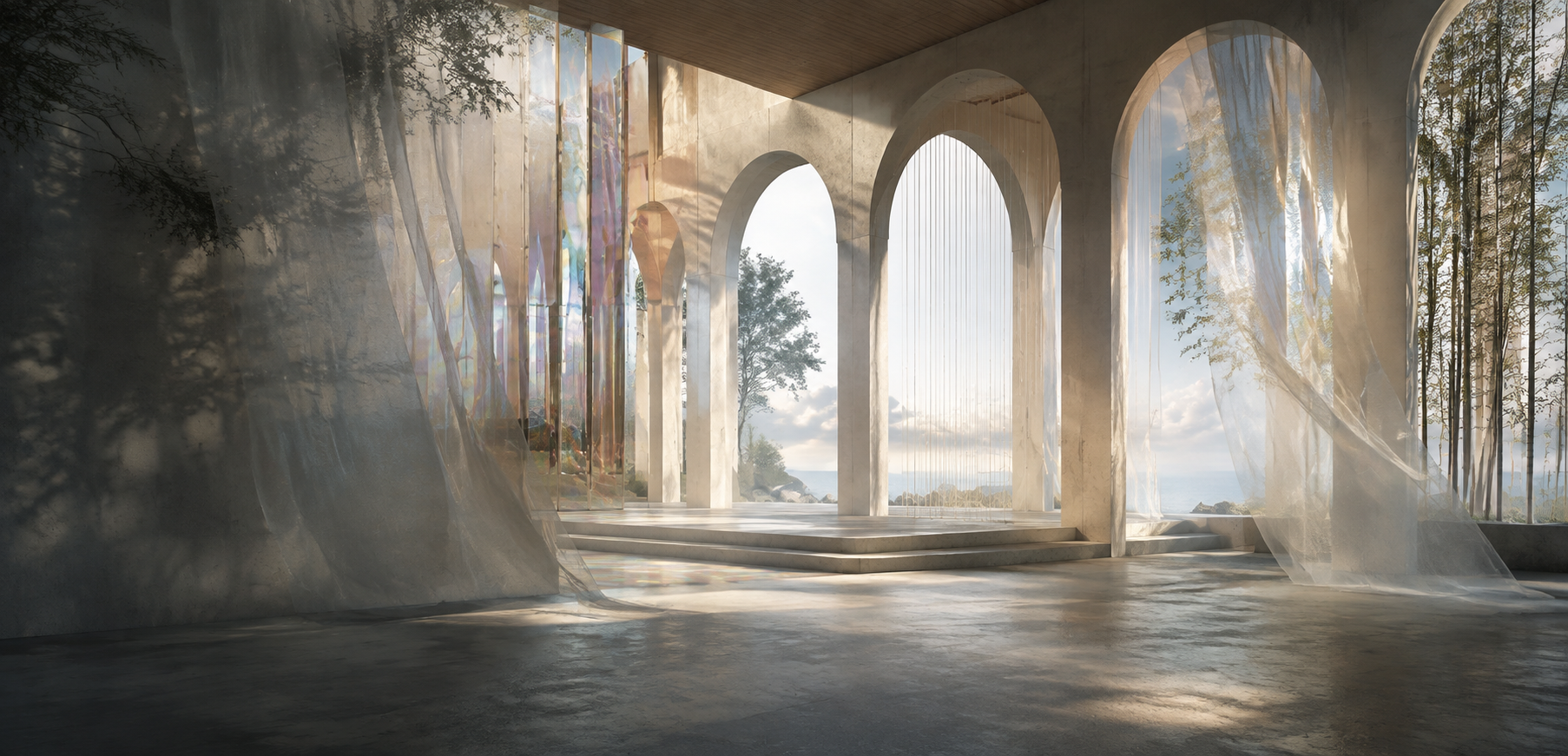 Luminous open-air architecture shaped by wind and light