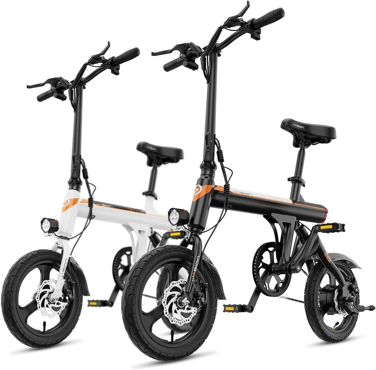 Jasion EB3 Electric Bike Adults 21mph, 500W Peak Motor, 270Wh Battery, Rear Suspension, 3 Levels Assist, 14′′ Folding Ebike for Adults and Teens, Complies to UL2849