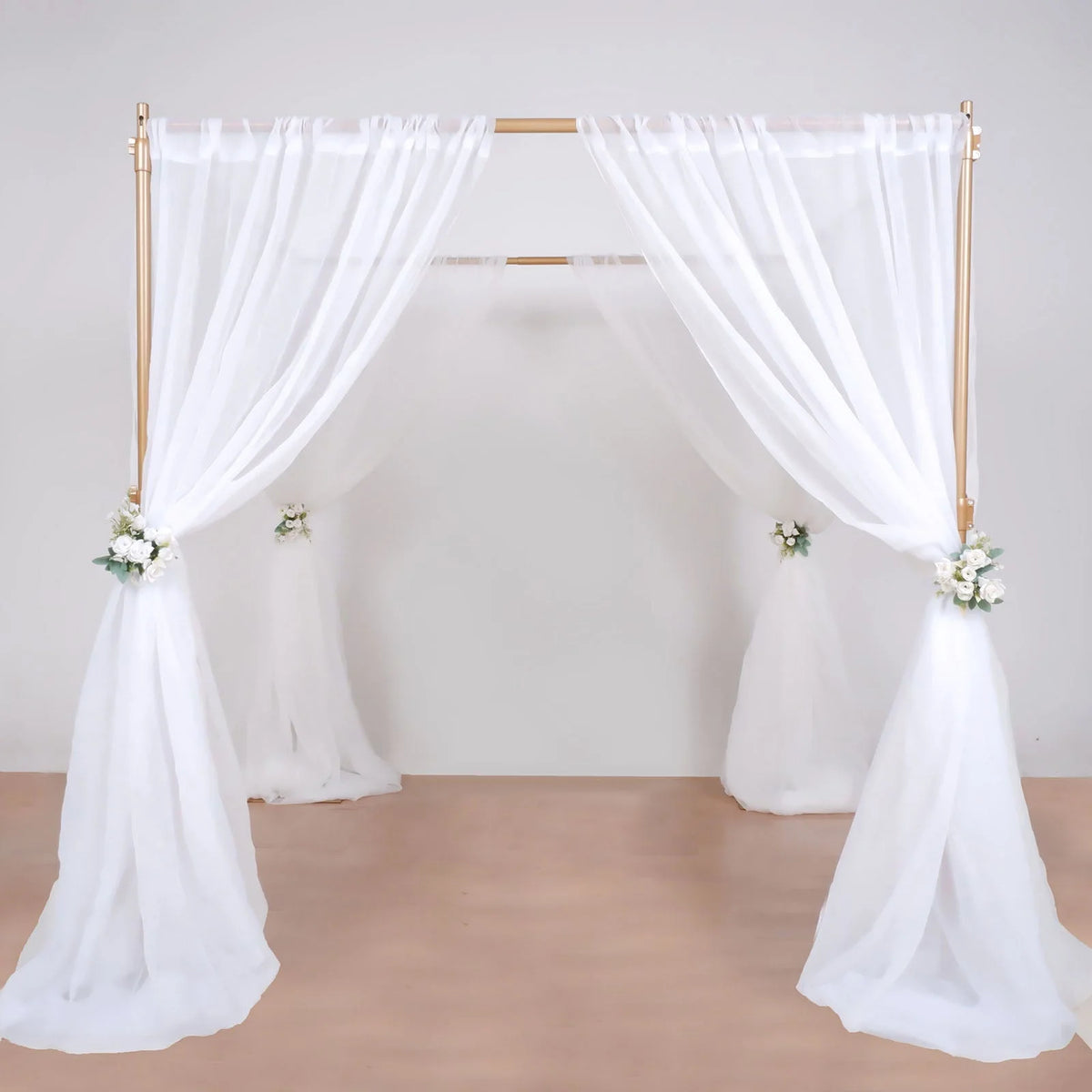Efavormart 10ft | 4 Post Gold Metal DIY Photography Backdrop Stand, Wedding Arch Canopy Tent