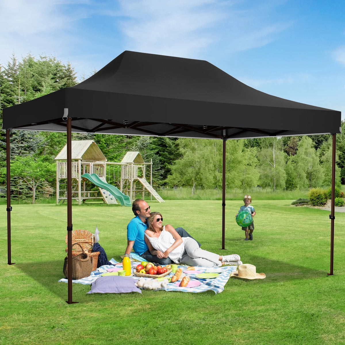 COBIZI 10x15 Pop Up Canopy Tent Heavy Duty with Sidewall, Commercial Outdoor Easy Pop Up Gazebo for Party Wedding All Weather Waterproof UV 50+ with Roller Bag(Leg Upgraded),Black