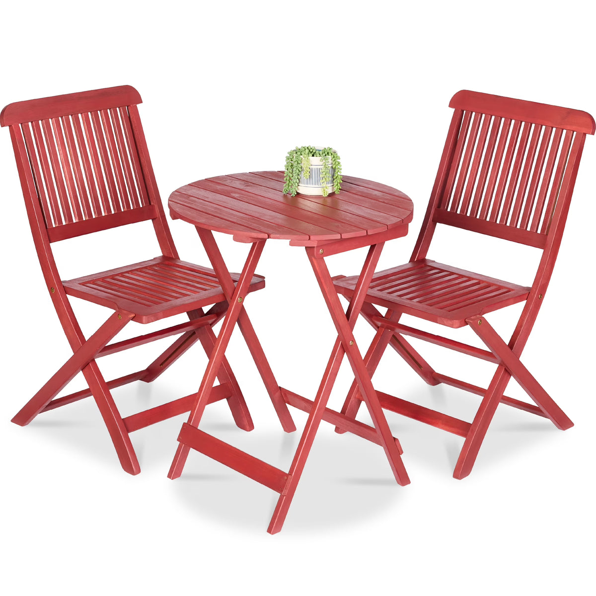 Best Choice Products 3-Piece Acacia Wood Bistro Set, Folding Patio Furniture w/ 2 Chairs, Table - Natural