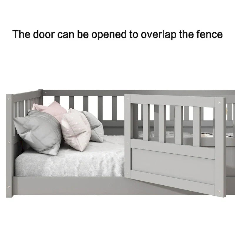 Montessori wooden children's floor bed with Support slat