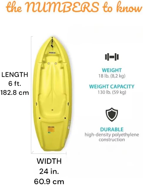 The Wave 6' Youth Kayak with Paddle. Designed for Stability and Safety, It's The Perfect Choice for Young Paddlers Ready to Conquer The Water