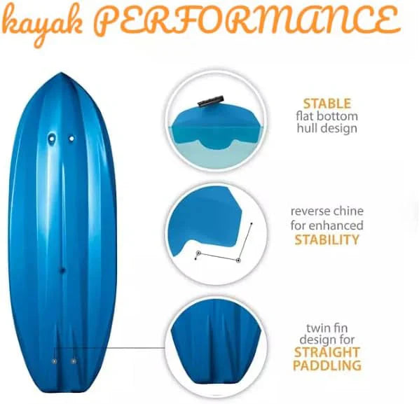 The Wave 6' Youth Kayak with Paddle. Designed for Stability and Safety, It's The Perfect Choice for Young Paddlers Ready to Conquer The Water