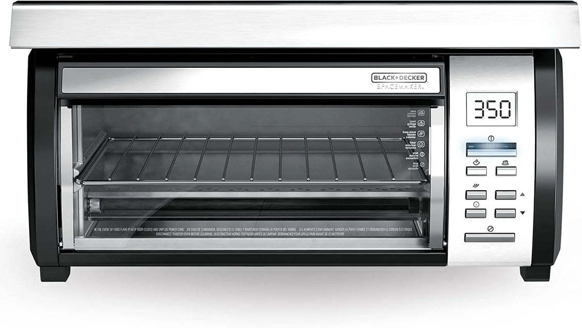 BLACK+DECKER SpaceMaker Under-Counter Toaster Oven, Digital Controls, Black/Stainless Steel, Fits 9" Pizza, TROS1000D