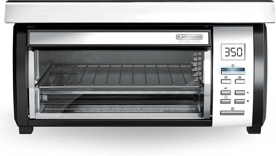 BLACK+DECKER SpaceMaker Under-Counter Toaster Oven, Digital Controls, Black/Stainless Steel, Fits 9" Pizza, TROS1000D