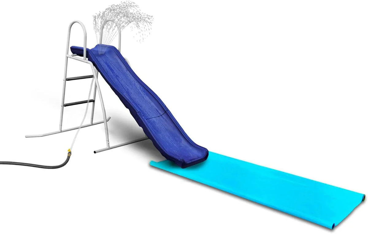 XDP Recreation 6 Foot Water Wave Slide with Built In Adjustable Sprinkler, Freestanding with Ground Pad and Hose Extension for Lawn Fun, Ages 3 to 8