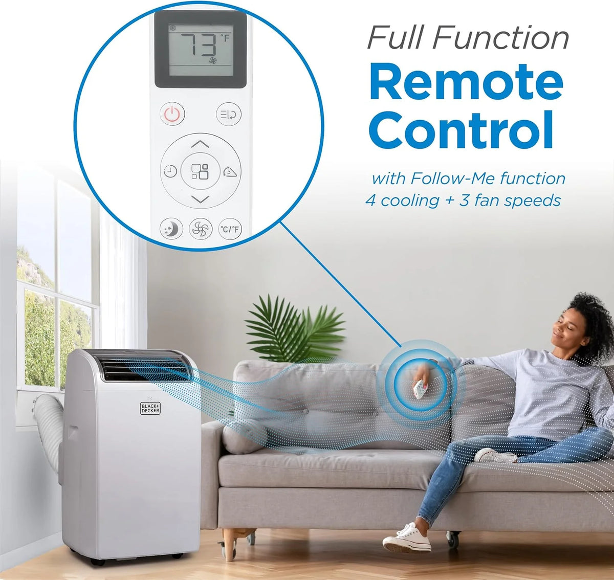 BLACK+DECKER 10,000 BTU Portable Air Conditioner for Rooms up to 450 Sq. Ft. with Remote – White